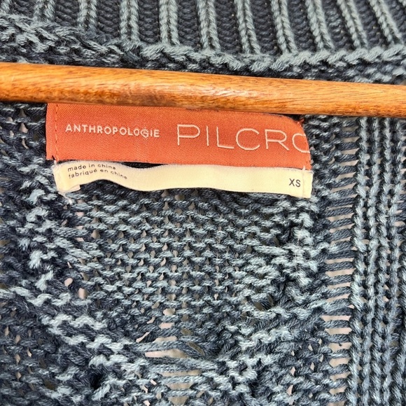 Anthropologie- Pilcro Blue Washed Out Cable Knit Long Sleeve Sweater Size XS - Picture 9 of 11